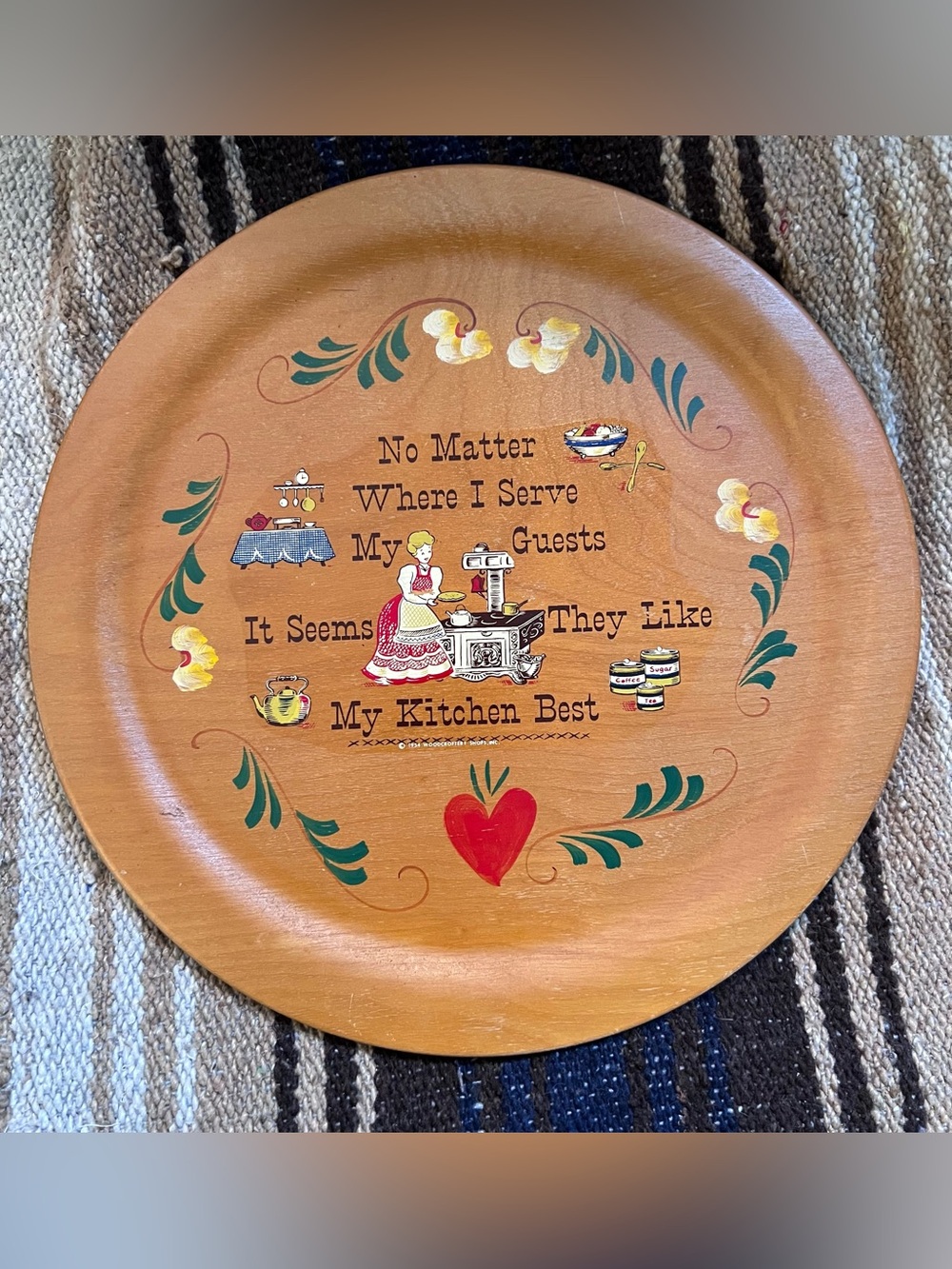 1954 Wooden Wall Sign Wall Art “No Matter Where I Serve…” Vintage Kitchen Baking
